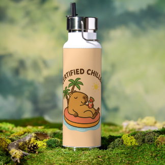 Bouteille D'eau Capybara Chill Summer - Cute Tropical Water Bottle