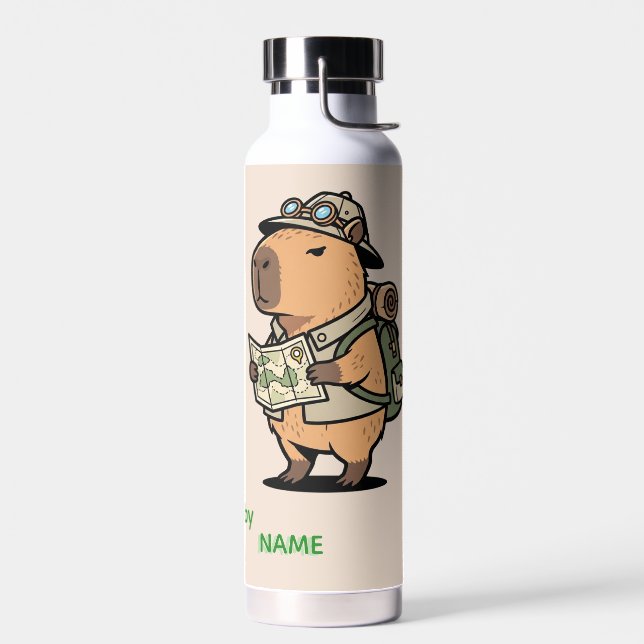 Bouteille D'eau Capybara Travel Bottle – Customizable Phrase (Gauche)