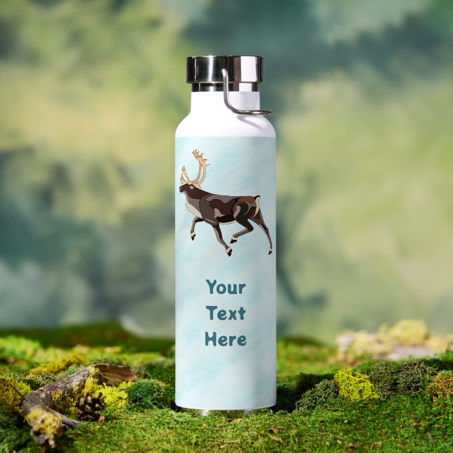 Bouteille D'eau Caribou/Renne d'art populaire (Extérieur (pivotée))