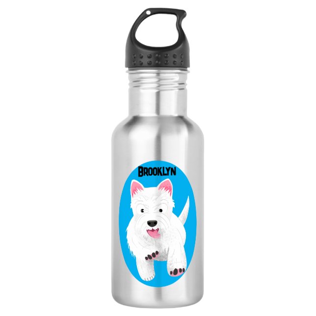 Bouteille D'eau Caricature blanche de terrier de l'ouest (Devant)