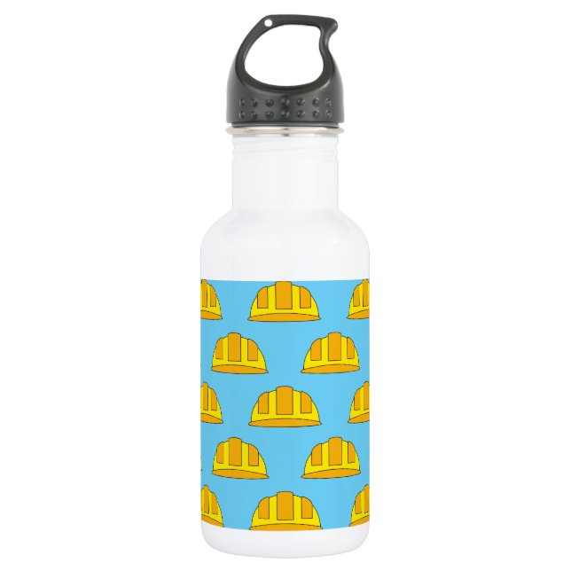 Bouteille D'eau Caricature de Casquette dur jaune (Devant)