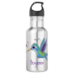 Bouteille D'eau Caricature de colibri d'abeille mignonne