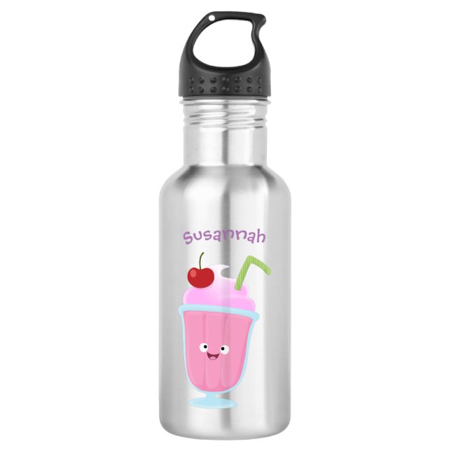 Bouteille D'eau Caricature de crème glacée de fraise mignonne (Devant)