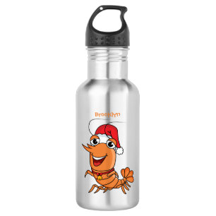 Bouteille D'eau Caricature de crevettes de Noël joyeux