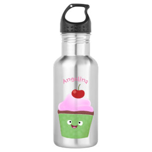 Bouteille D'eau Caricature de cupcake joyeux