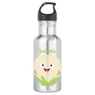 Bouteille D'eau Caricature de légume de chou-fleur joyeux