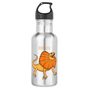 Bouteille D'eau Caricature de lézard à col frisé orange