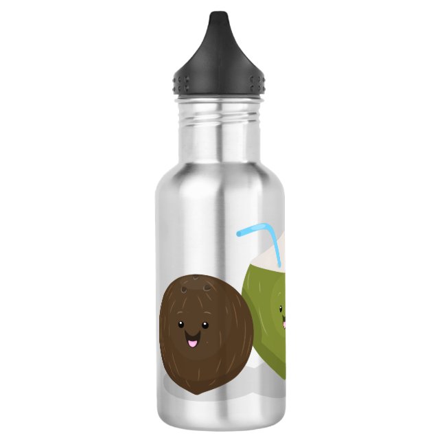 Bouteille D'eau Caricature de noix de coco kawaii joyeux (Gauche)