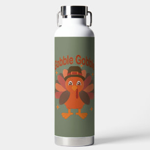Bouteille D'eau Caricature de Turquie Thanksgiving - "Gobble Gobbl