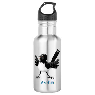 Bouteille D'eau Caricature de Willie Wagtail australienne personna