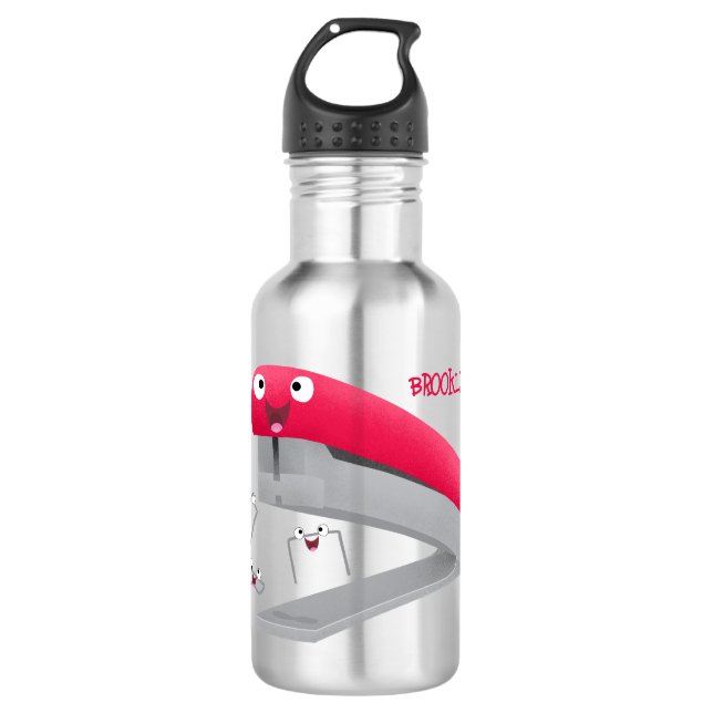 Bouteille D'eau Caricature en agrafeuse rouge pâle (Devant)