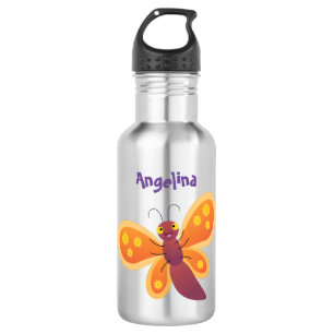 Bouteille D'eau Caricature joli papillon orange