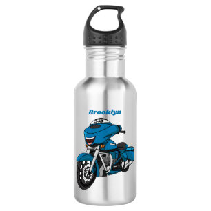 Bouteille D'eau Caricature joyeux bleu moto