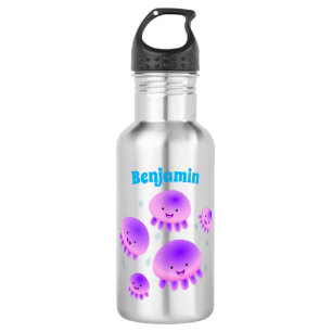 Bouteille D'eau Caricature kawaii de méduse violette rose mou