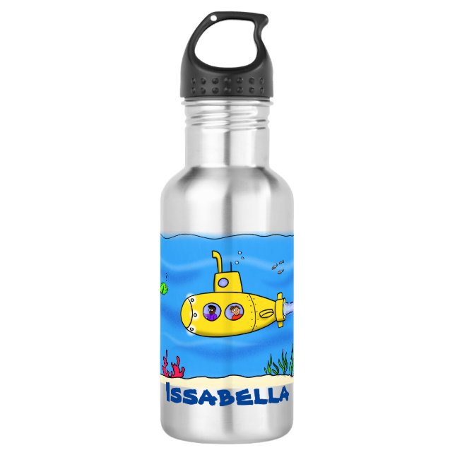 Bouteille D'eau Caricature sous-marine joyeuse (Devant)