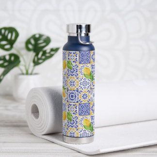 Bouteille D'eau Carreau de style méditerranéen à motif de citron e
