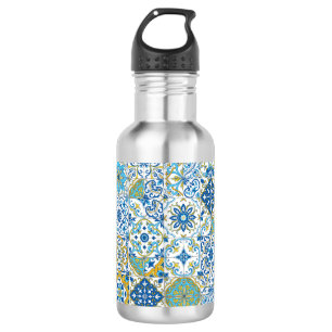 Bouteille D'eau Carreaux d'azulejo bleus et jaunes