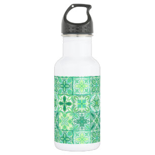 Bouteille D'eau Carreaux décorés en vert et blanc