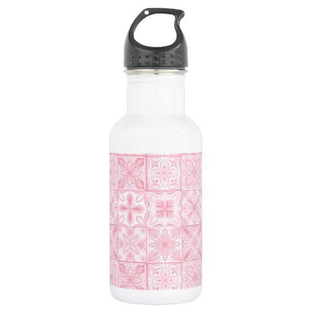 Bouteille D'eau Carreaux ornés en rose (Devant)