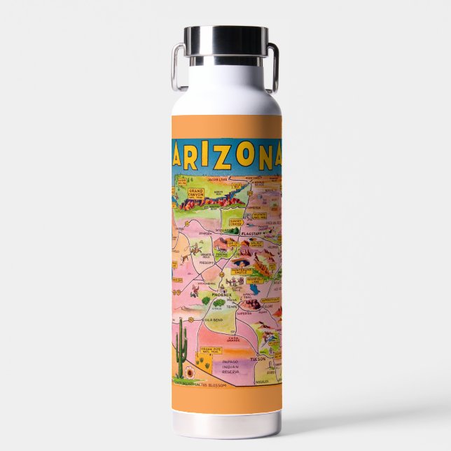 Bouteille D'eau Carte colorée de l'Arizona (Avant)