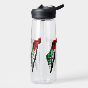 Bouteille D'eau Carte de Palestine avec drapeau et Motif de Keffiy