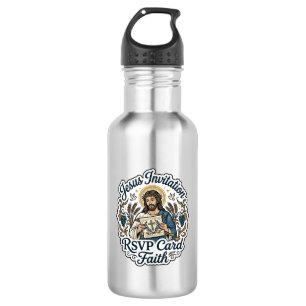 Bouteille D'eau Carte de réponse à l'invitation de Jésus Foi Invit