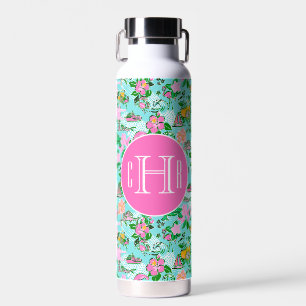 Bouteille D'eau Carte Floride Preppy Palm Beach Motif Monogrammé