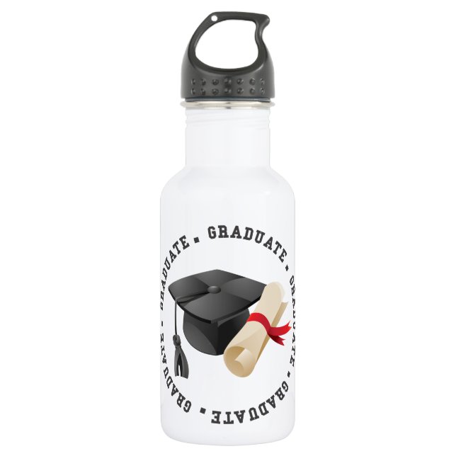 Bouteille d'eau Casquette de remise de diplôme et  (Devant)