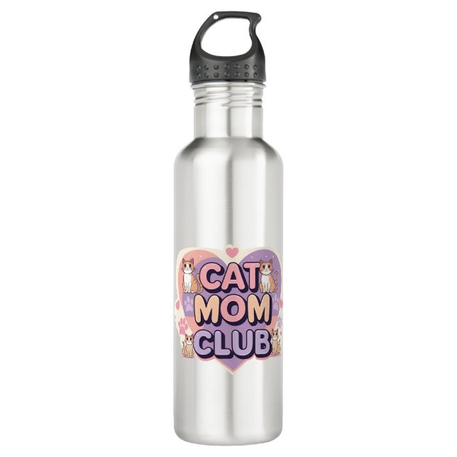Bouteille D'eau Cat Mom Club - Cute Water Bottle pour Amoureux de  (Devant)