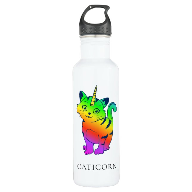 Bouteille D'eau Caticorn Rainbow Unicorn Chat Personnalisé (Devant)