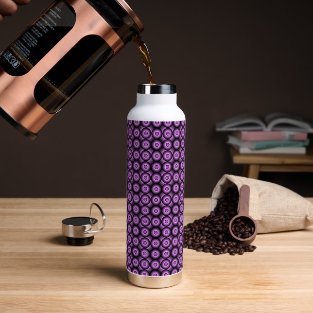 Bouteille D'eau Cercles géométriques modernes rétro du milieu du s (Café (pivoté))