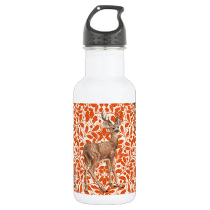 Bouteille D'eau Cerf sur le motif damassé de chêne décoratif en or