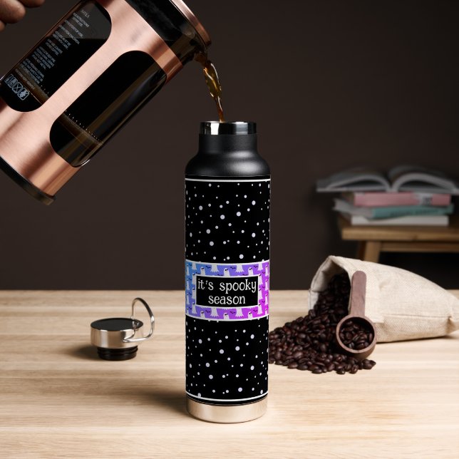 Bouteille D'eau C'est la saison effrayante Violet/Noir Halloween (Café (pivoté))