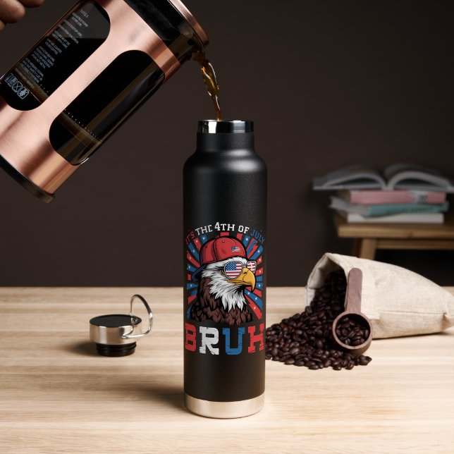 Bouteille D'eau C'est le 4 juillet Bruh Aigle américain Patriotiqu (Café (pivoté))