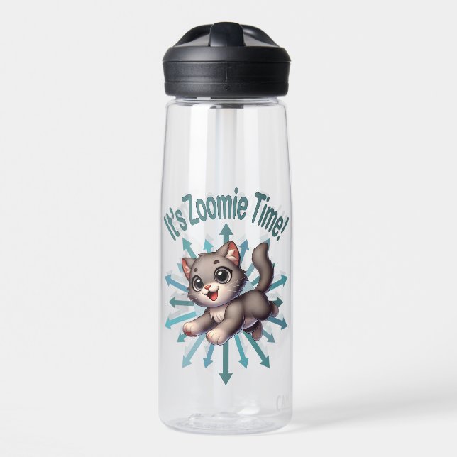 Bouteille D'eau C'est Zoomie Time Cute Grey & White Cat (Avant)