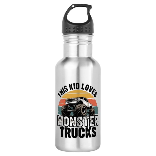 Bouteille D'eau Cet enfant aime les monstres camions (Devant)