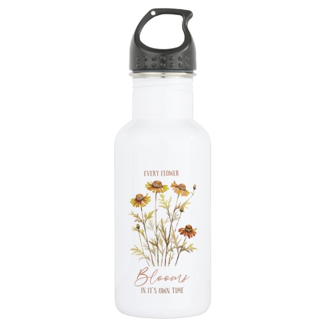 Bouteille D'eau Chaque fleur fleurit dans son propre temps -Floral (Devant)
