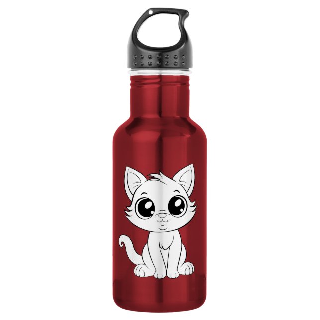 Bouteille D'eau Chat blanc adorable (Devant)