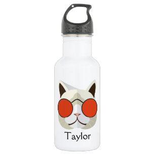 Bouteille D'eau Chat cool dans lunettes de soleil Monogramme