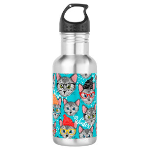 Bouteille D'eau Chat dans le casquette