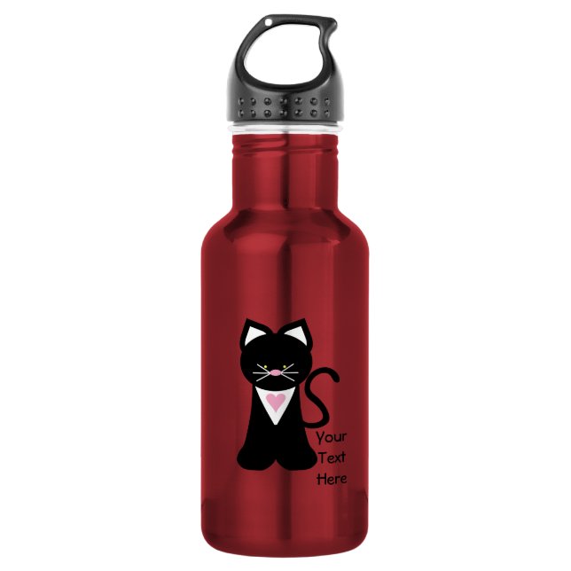 Bouteille D'eau Chat de smoking (personnalisable) (Devant)