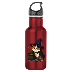 Bouteille D'eau Chat de sorcière grincheux Halloween
