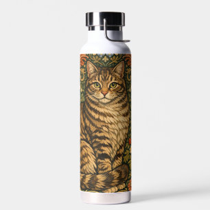 Bouteille D'eau Chat floral botanique vintage élégant