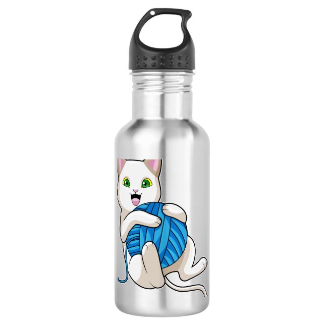 Bouteille D'eau Chat Jouer de la laine (Devant)