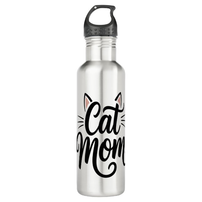 Bouteille D'eau Chat Maman Whiskers et Oreilles (Devant)
