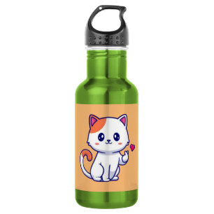 Bouteille D'eau Chat mignon en signe de main d'amour-23577
