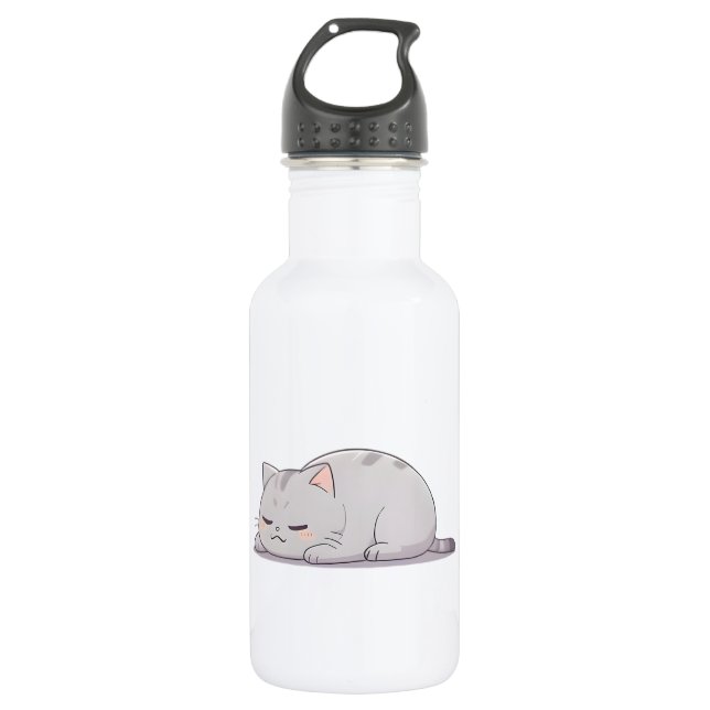 Bouteille D'eau Chat mignon kawaii grumpy endormi (Devant)