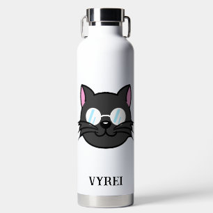 Bouteille D'eau Chat noir Chat noir Chat gris Chat portant des lun