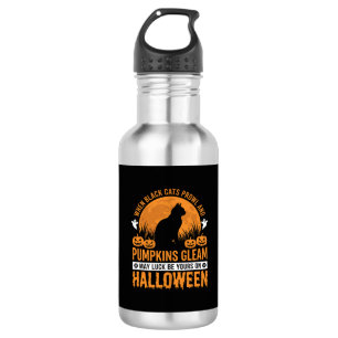 Bouteille D'eau Chat noir de la lune de citrouille d'Halloween Des