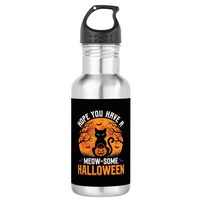 Bouteille D'eau Chat Noir Halloween Incroyable (Devant)